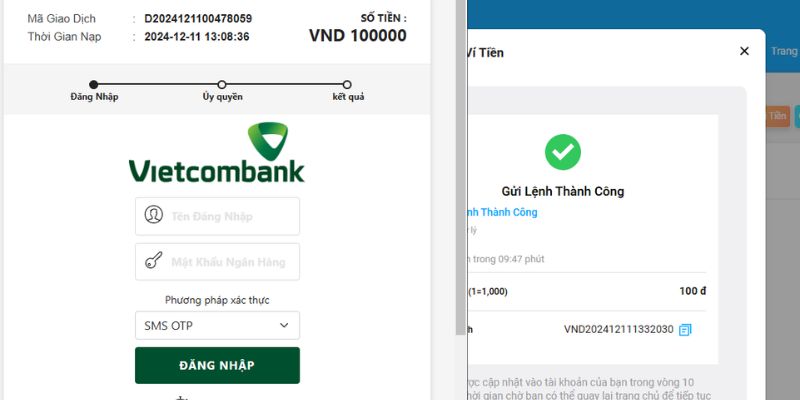 Dùng FastPay để chuyển tiền vào tài khoản