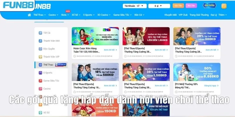 Các gói quà tặng hấp dẫn dành hội viên chơi thể thao